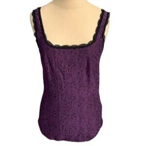 White Black Market Purple Sleeveless Lace Trim Top Size Medium NWOT